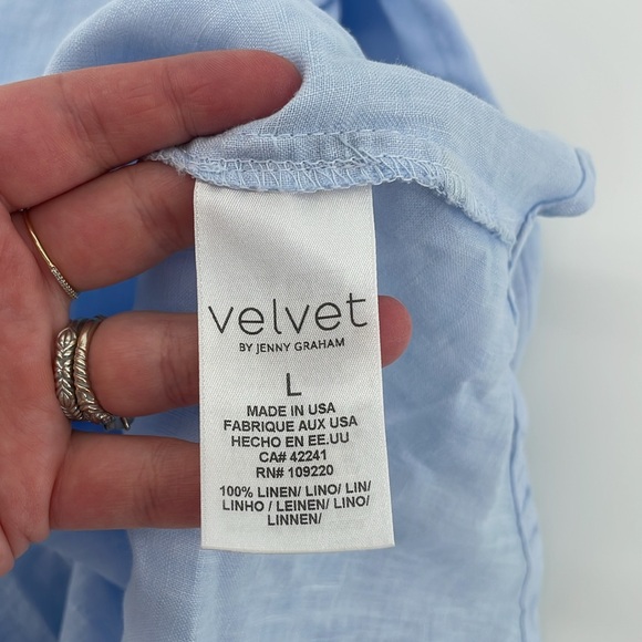 Velvet by Jenny Graham Linen Button Down in Light Blue L A15 - Picture 4 of 7